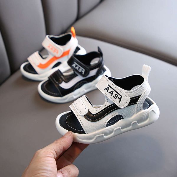 

summer new 2020 boys' sandals solid soft sole children's beach sho, Black;red