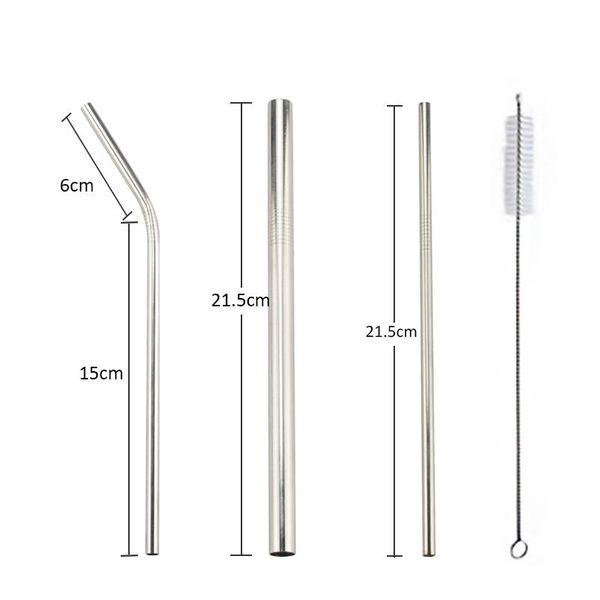 

14 pcs metal reusable 304 stainless steel straws straight bent drinking straw with case cleaning brush set party bar a bbyspb