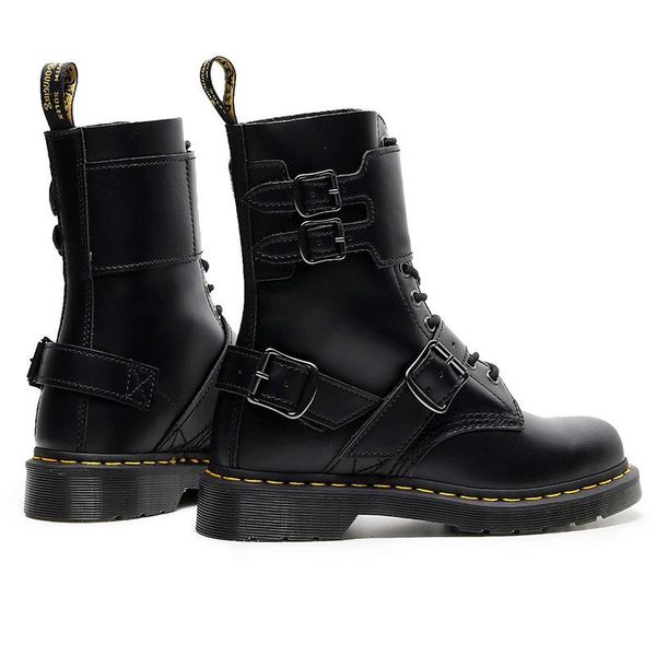 

2020 new buckle strap black lace-up boots gothic women autumn winter martin leather ankle martin punk shoes motorcycle
