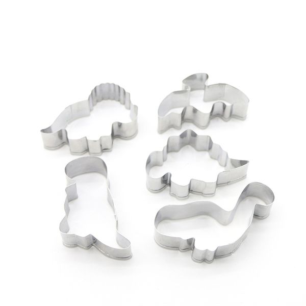 

stainless steel dinosaur moulds biscuits 5pcs to a set mold opp packing molds sell well with 4 8mj j1