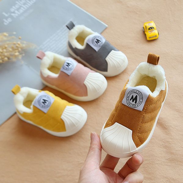 

winter girls boys cotton snow boots plus fleece shell head infant boots warm outdoor baby shoes non-slip 201130, Black