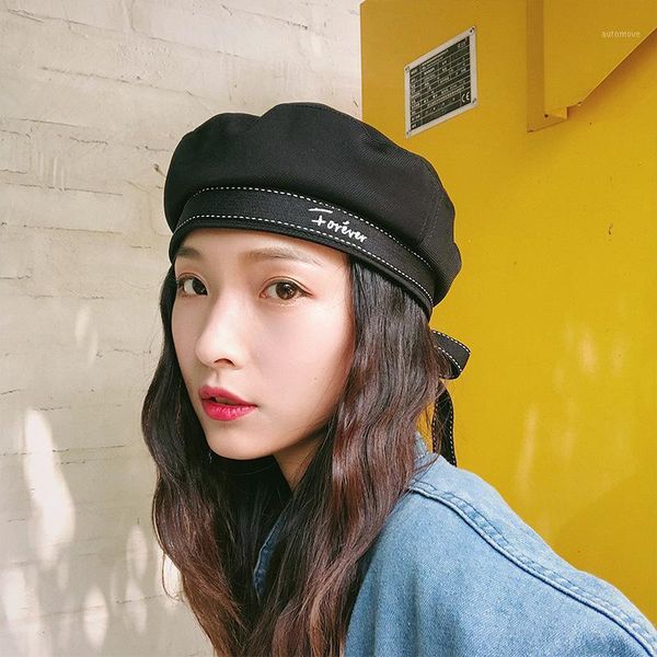 

casquette beret female korean version of the wild tie painter hat retro autumn and winter boinas para mujer berets cap for women1, Blue;gray