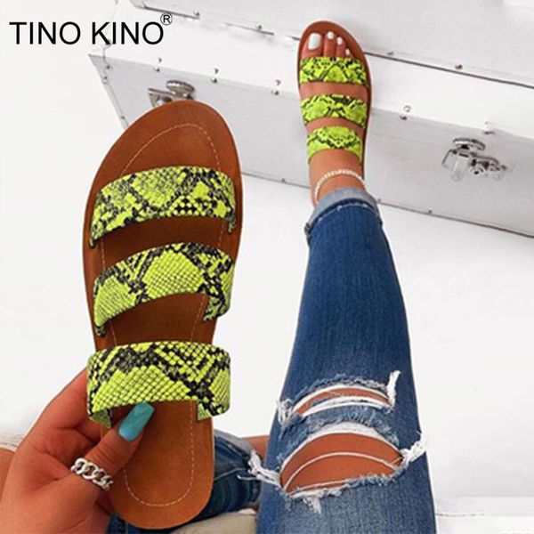 

2020 women flat slippers snake shape candy color summer female flip flops comfort beach ladies slides casual shoes plus size y200423, Black