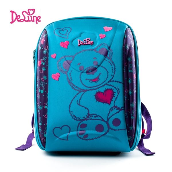 

delune new children bags for girls boys orthopedic bear car pattern school backpacks mochila escolar grade 1-5 y200615