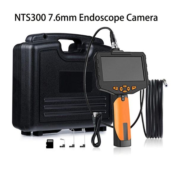 

nts300 7.6mm car pipe sewer 4.3" lcd monitor snake tube inspection camera 6 leds 1080p borescope with battery