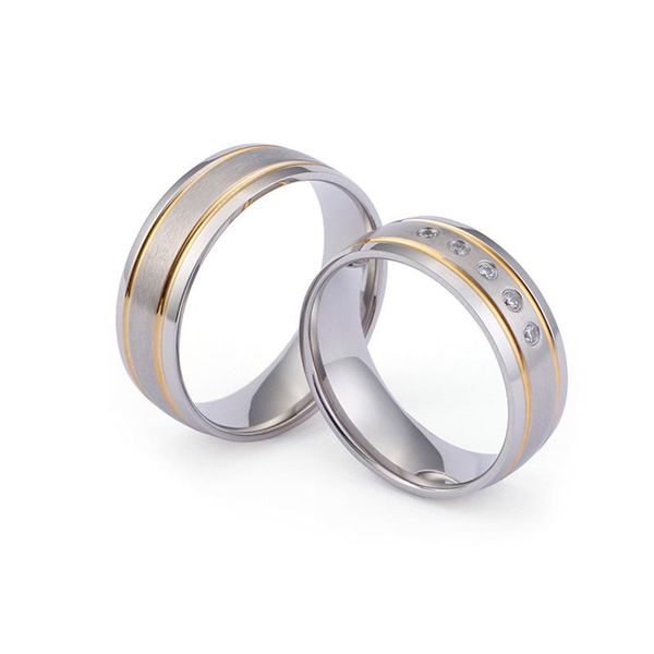 

couple ring in gold color and with stainless steel frosted room, Slivery;golden
