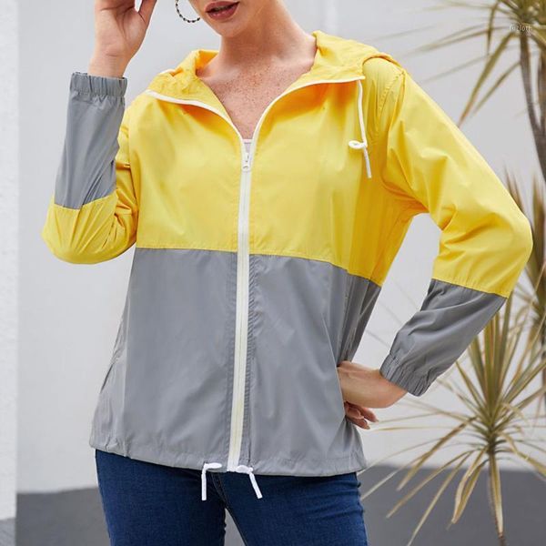 

women coat women's sun block color fast drying waterproof outdoor short coat stormsuit casual coats pockets jackets outwear1, Black;brown