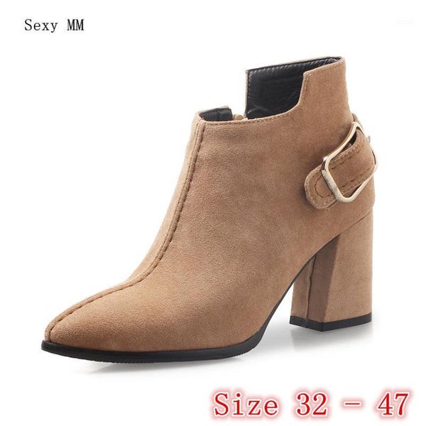 

boots spring autumn high heels women ankle woman short heel shoes small plus size 32 33 - 40 41 42 43 44 45 46 471, Black