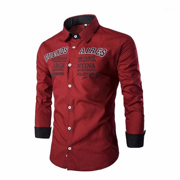

zogaa men casual shirts autumn new fashion letter printing long sleeve cotton slim fit casual business button shirt 1, White;black