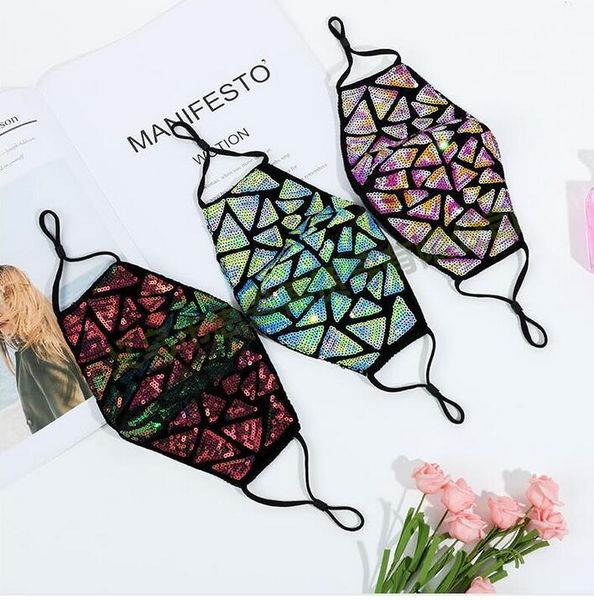 

fashion bling bling washable reusable mask pm2.5 face care shield sequins shiny face cover anti-dust mouth mask