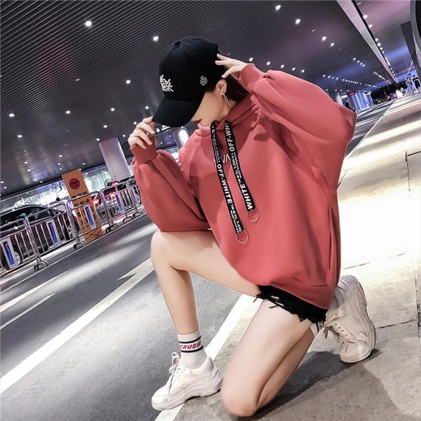 

женщины раздел весна осень одежда повседневная hoodie толстовки письмо печати сыпучие моды высокое качество женщины толстовка с капюшоном 11, Black