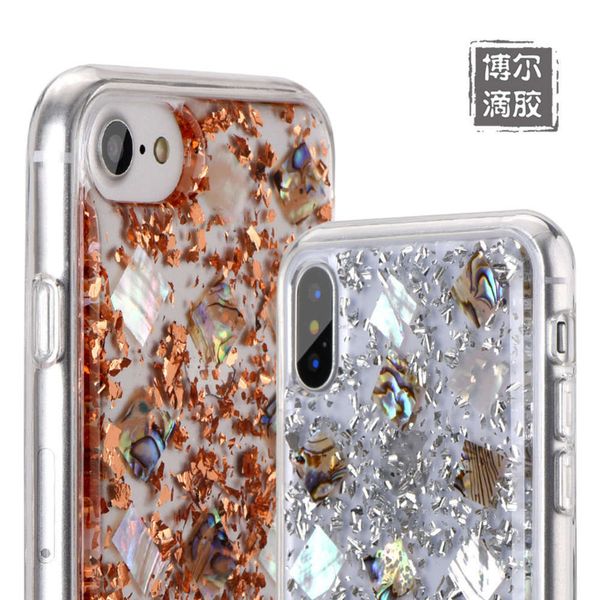 

selling natural shell quicksand drop bt glue is suitable for 12 pro max mobile phone case