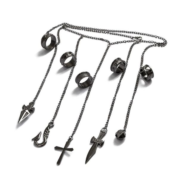 

kurapika chains bracelet cosplay cool five finger rings jewelry t4md, Golden;silver