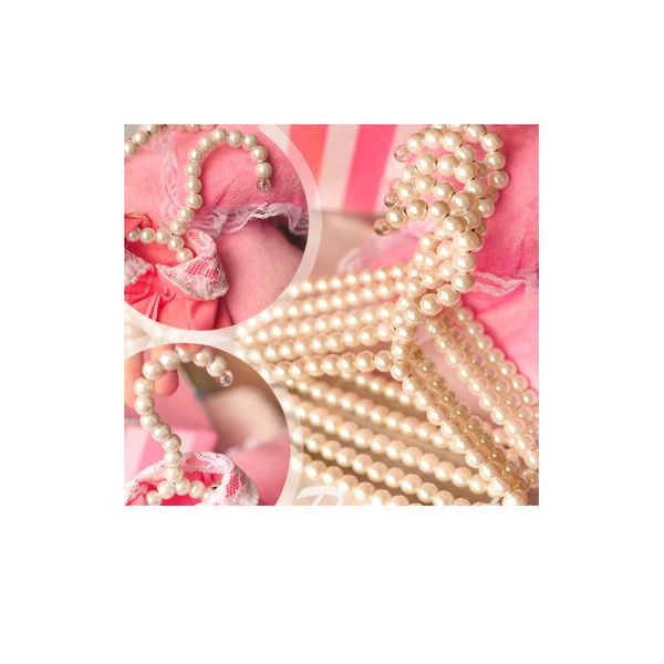 

white 20cm clothes hanger plastic pearl beaded bow clothes dress coat hangers closet save-space coat storage organizer sqcmdp
