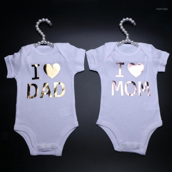 

rompers born bodysuits i love dad mom letters print white onesie short sleeves baby boy girl tiny cottons summer pajama1, Blue