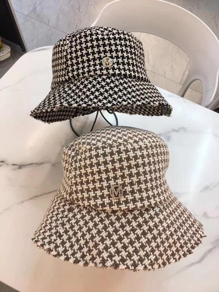 

wide brim hats 202101-shi8605 spring classic plaid houndstooth college style leisure lady bucket cap men women fishermen hat, Blue;gray