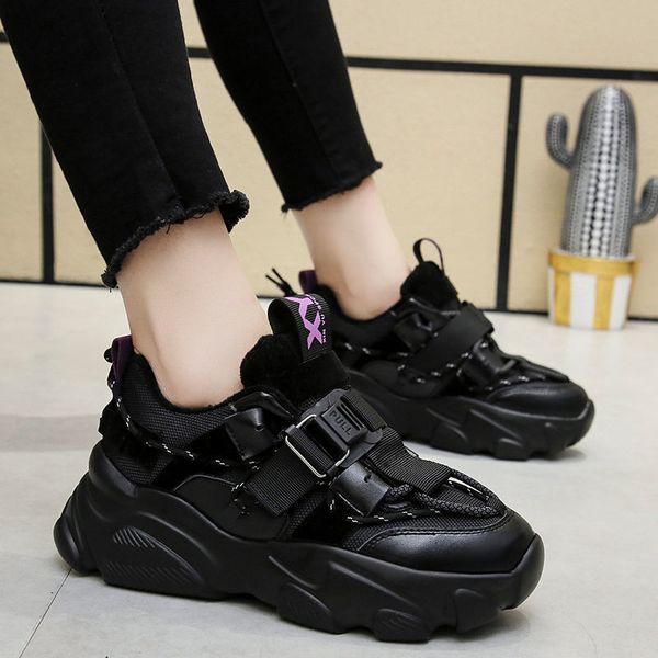 

sports 2021 female plus size red net fire in tide shoes korean version of the tendency to go wild rg6i, Black