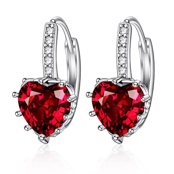 

earring multicolor big cz round heart shaped hoop earrings for women anti-allergy attractive jewelry, Golden;silver