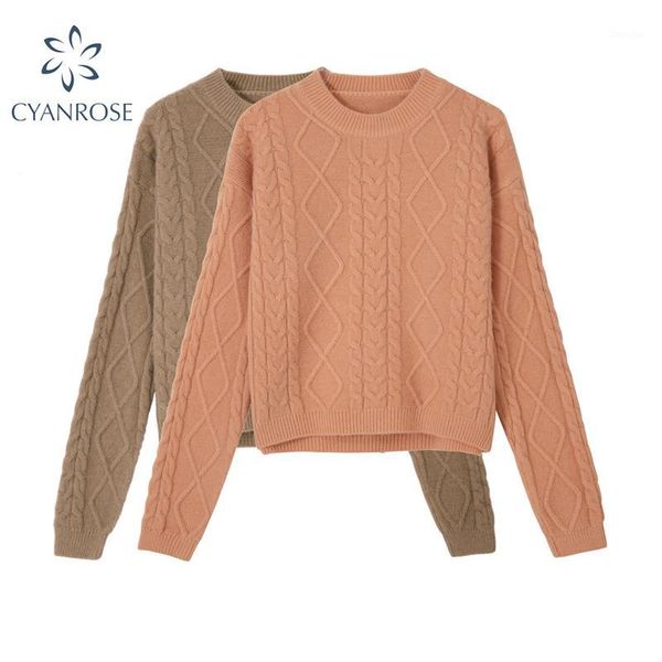 

knitted jumpers for women sweater 2020 autumn winter solid o-neck loose female full sleeve casual pullovers women sweater 1, White;black