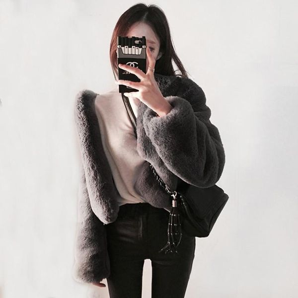 

faux fur coat winter coat women plus size short coats thick faux fur coats female long sleeve jacket outwear new fashion clothes1, Black