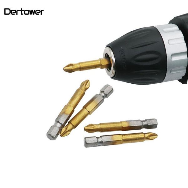 

5pcs titanium coated 1/4" hex shank ph2 50mm anti slip electric screwdriver bits
