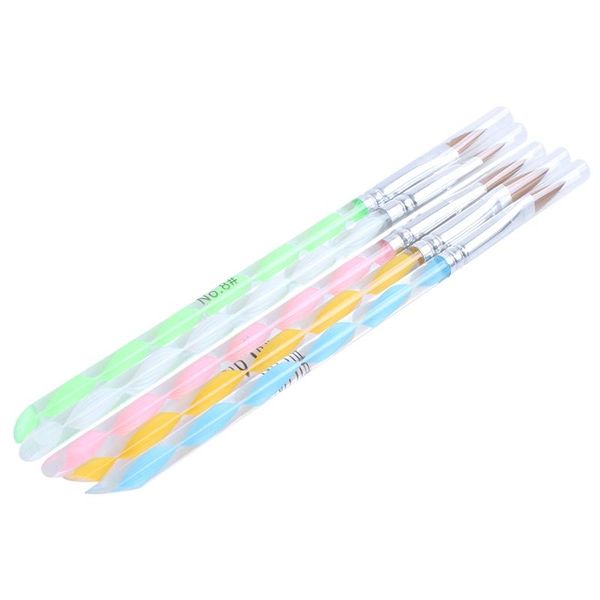 

nail brushes 3d silver head acrylic handle uv gel art sculpture pencil brush (ran color, 5 pieces), Yellow