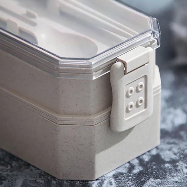 

baispo wheat straw lunch box for kids school 2 layers bento box japanese style with tableware kitchen accessories food containe bbyrjg