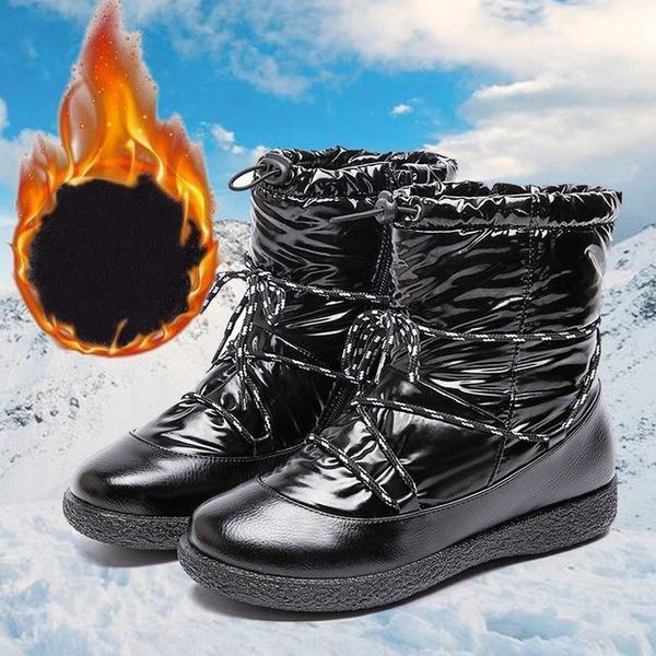 

snow boots winter ankle boots women shoes fur warm female plus casual shoes platform non slip black botas mujer1