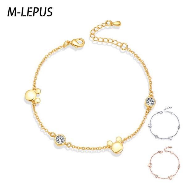 

cartoon mouse zircon bracelet simple fashion ladies jewelry inlaid zircon bracelet charm ladies fashionable birthday gift, Black