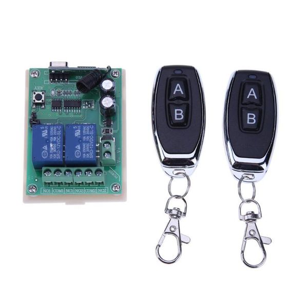 

12v/24v 433mhz 2 channel relay wireless remote control switch + 2pcs two keys remote controls for garage door lighting curtains