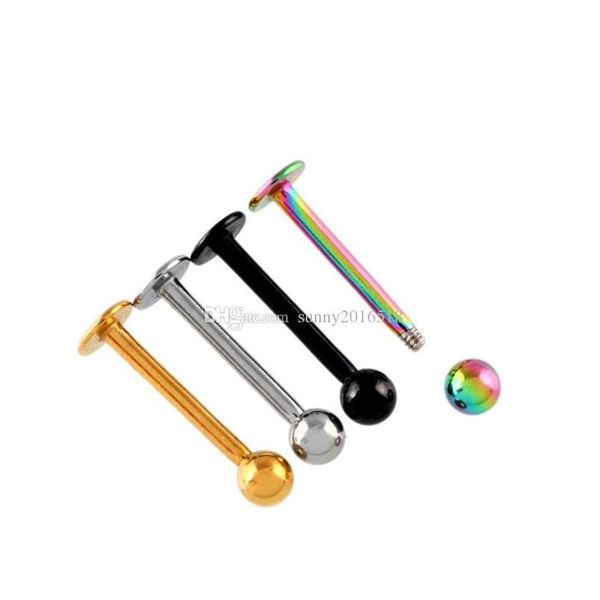 

new punk 16g stainless steel lip ring piercing bar ball labret piercing stud ear tragus lip chin body pier sqcdir dh_seller2010, Black
