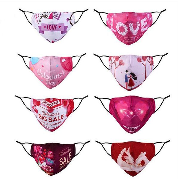 

fashion valentines day face masks washable protective mask ultraviolet-proof dustproof outdoor cycling sports letters print mouth masks