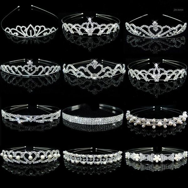 

1pc princess crystal tiaras and crowns headband kid girls love bridal prom crown wedding party accessiories hair jewelry1, Slivery;white