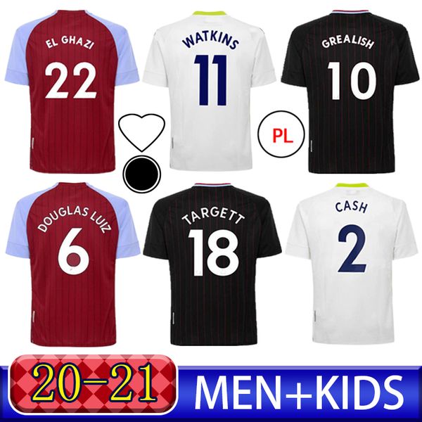 

2020 soccer jersey douglas luiz mcgim wesley targett samatta el ghazi 2021 home away high-quality + kids kit football shirt, Black;yellow