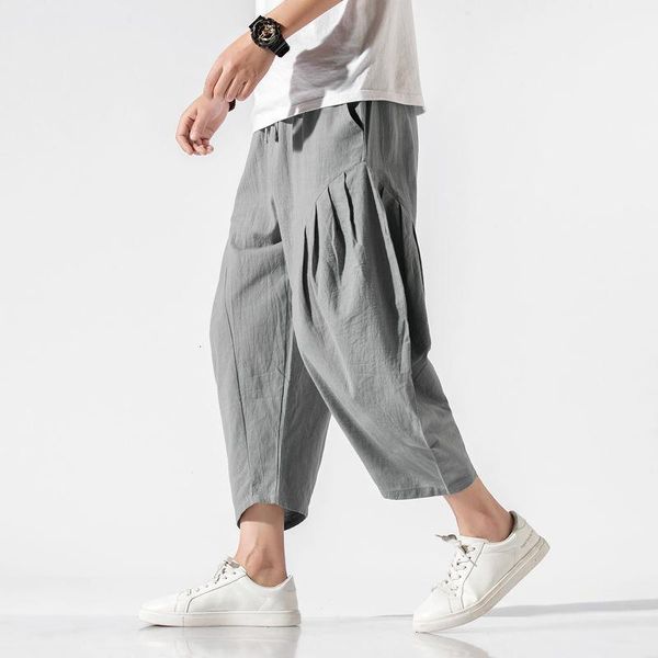 

mrgb men's solid color oversize pants 2020 spring summer loose trousers men's large wide leg casual chinese style pants1, Black