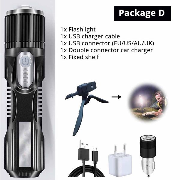 

usb rechargeable led flashlight waterproof torch usb interface to charge the phone zoomable 5 lighting modes super bright sqcnyt buy_home