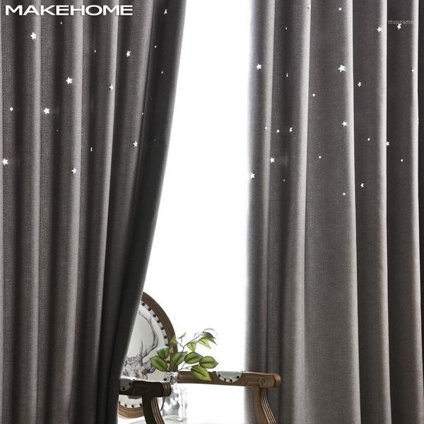 

curtain & drapes makehome hollow star blackout curtains for kids bedroom faux linen window modern living room blinds drapes1