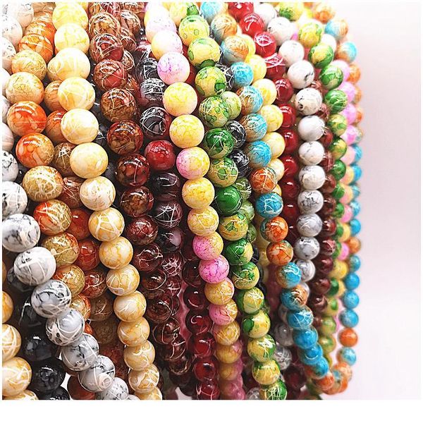 

wholesale 4/6/8/10mm pull white silk glass beads loose spacer beads painted charm for jewellery making diy bracelet&neck jlloqz