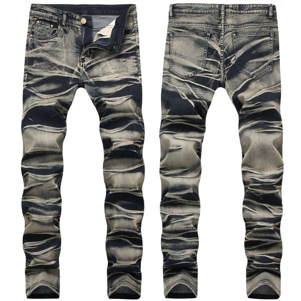 

2020 original design jeans male in europe and the elastic skinny jeans, Blue