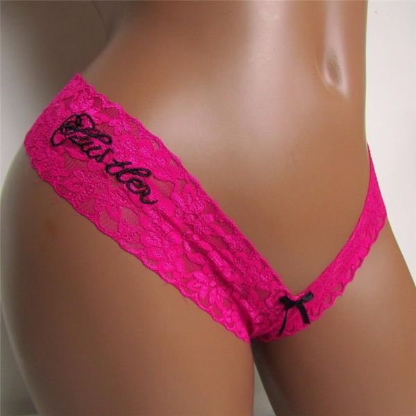

pink letters lace lingerie large size clothing see through bowknot panties low waist underwear y2k seamless winter summer, Black;pink