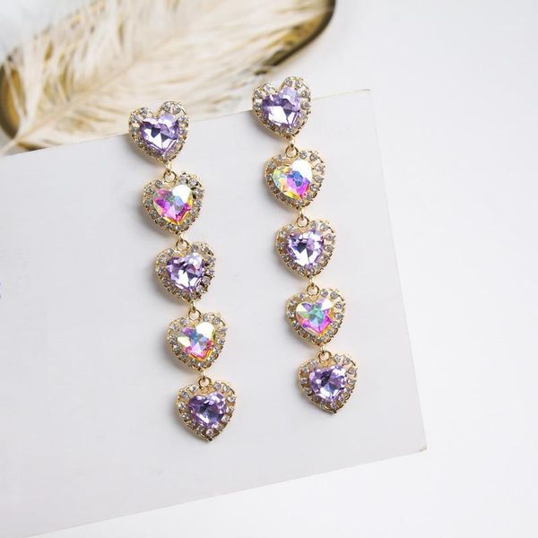 

dominated 2020 long multicolor fine crystal heart modelling drop earrings women selling korea joker hyperbole style earrings1, Silver