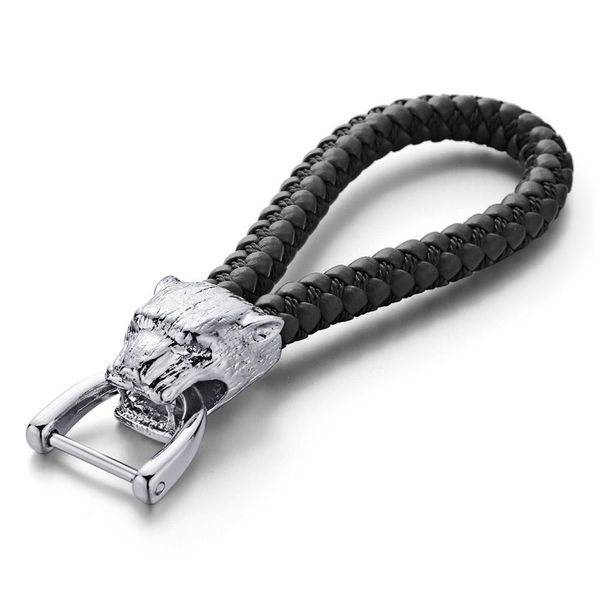 

dalaful new high grade men key chain leopard woven leather rope keychains gift for car women detachable key rings holder k357 h jllvgk, Red;blue
