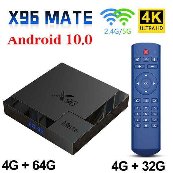 X96 Mate Android 10.0 Smart TV Box 4GB 64GB Bluetooth 2,4G/5G Dual Wifi Allwinner H616 Quad Core 4G 32G Mini Media Player TVbox