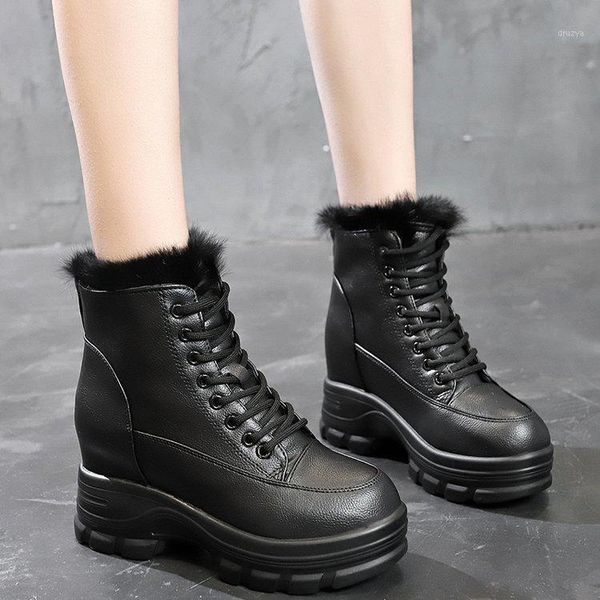 

2020 new warm winter boots fur leather snow boots women casual shoes woman comfort plush ladies fashion ankle1, Black
