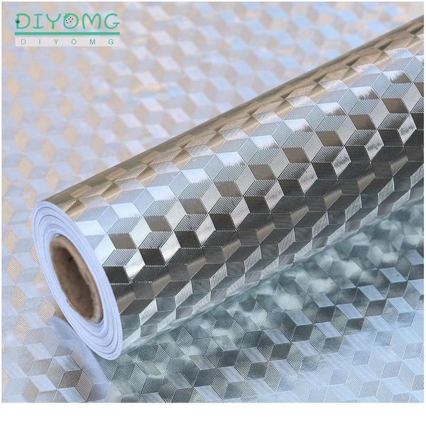 

modern kitchen oil-proof self adhesive stickers anti-fouling high-temperature aluminum foil gas stove cabinet contact w bbyayd