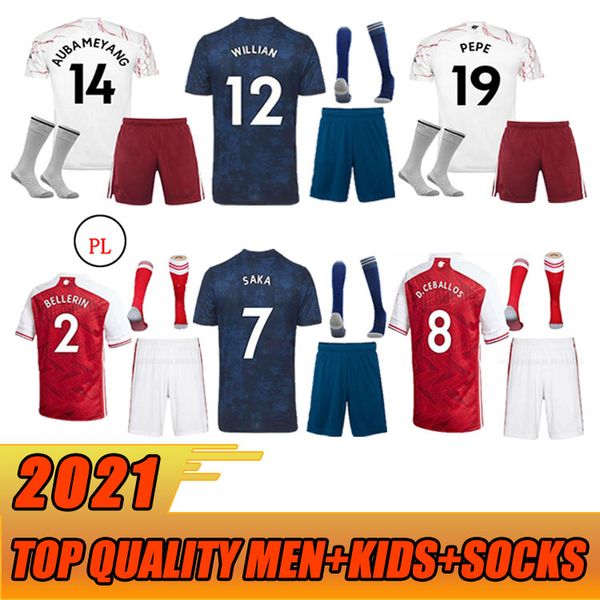 

new arsen soccer jersey 20 21 odegaard pepe saka nicolas tierney henry willian maitland-niles 2020 2021 men+kids kit socks, Black;yellow