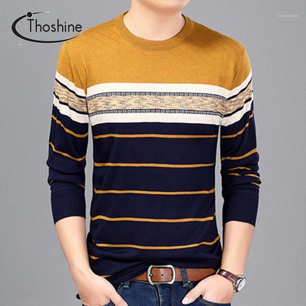 

thoshine brand spring autumn style men knitted thin sweaters o-neck striped long casual wool pullovers lightweight male outwear1, White;black