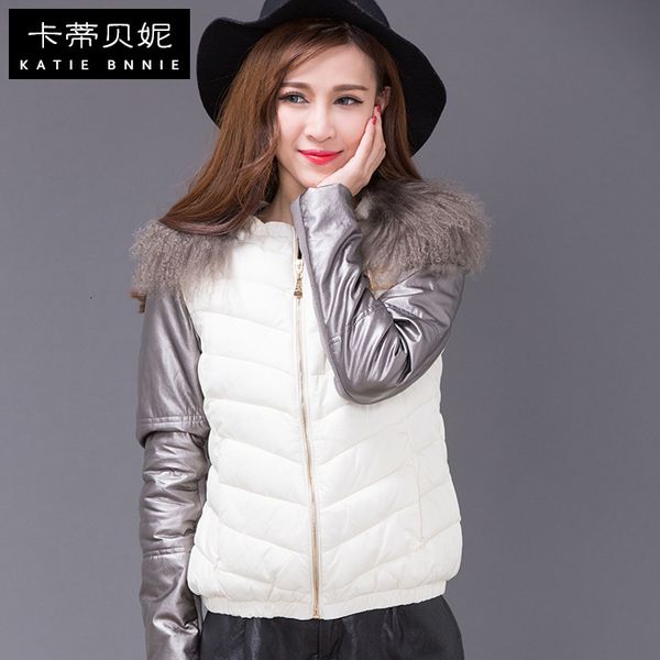 

women's 2021 autumn winter new fur collar jacket thin and thick ouno, Black