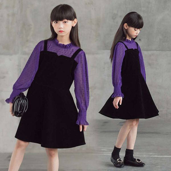 

drs new girls' 2021 spring chiffon korean long sve skirt fashion, Red;yellow