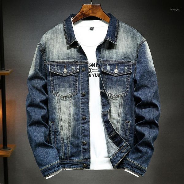 

spring 2020 new men's vintage denim jacket classic style fashion slim fit jeans jacket male brand clothes1, Black;brown